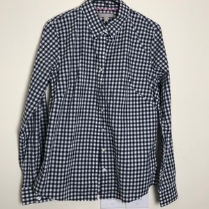 Banana Republic gingham navy fitted button down